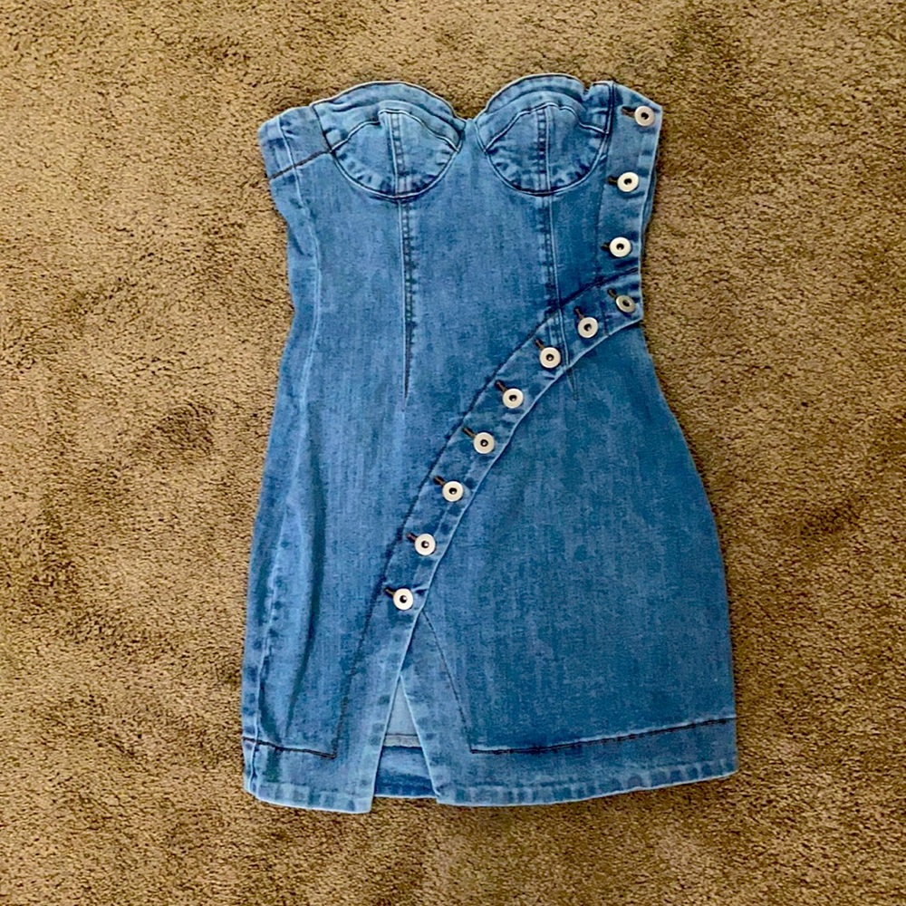 Kittenish Jean Mini Dress